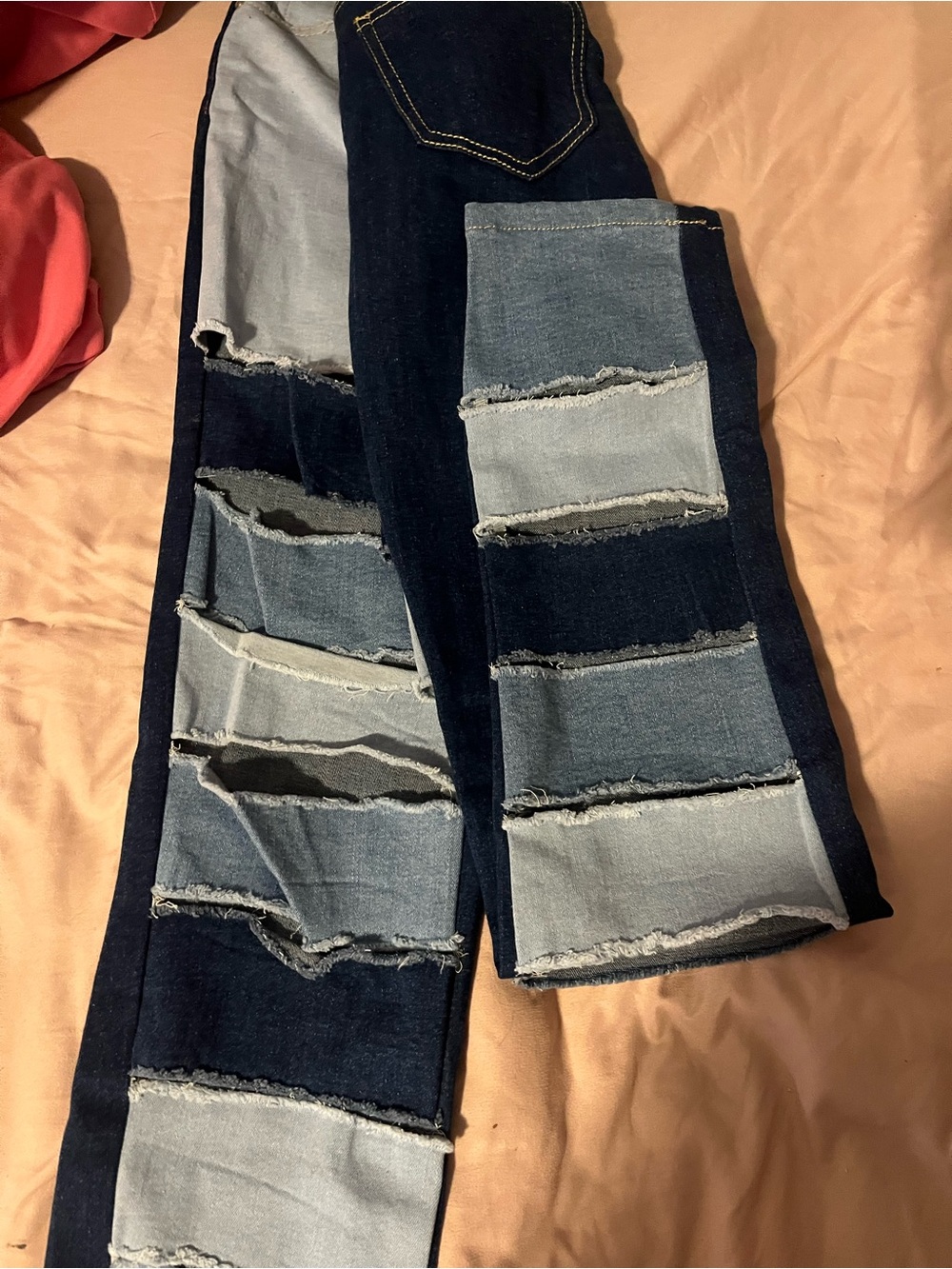Dark Blue Patchwork Ripped Women’s Jeans
